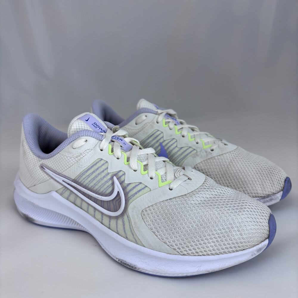 Nike Woman's Downshifter 11 Summit White/Lime Ice/Purple Size 9.5 Running Mesh